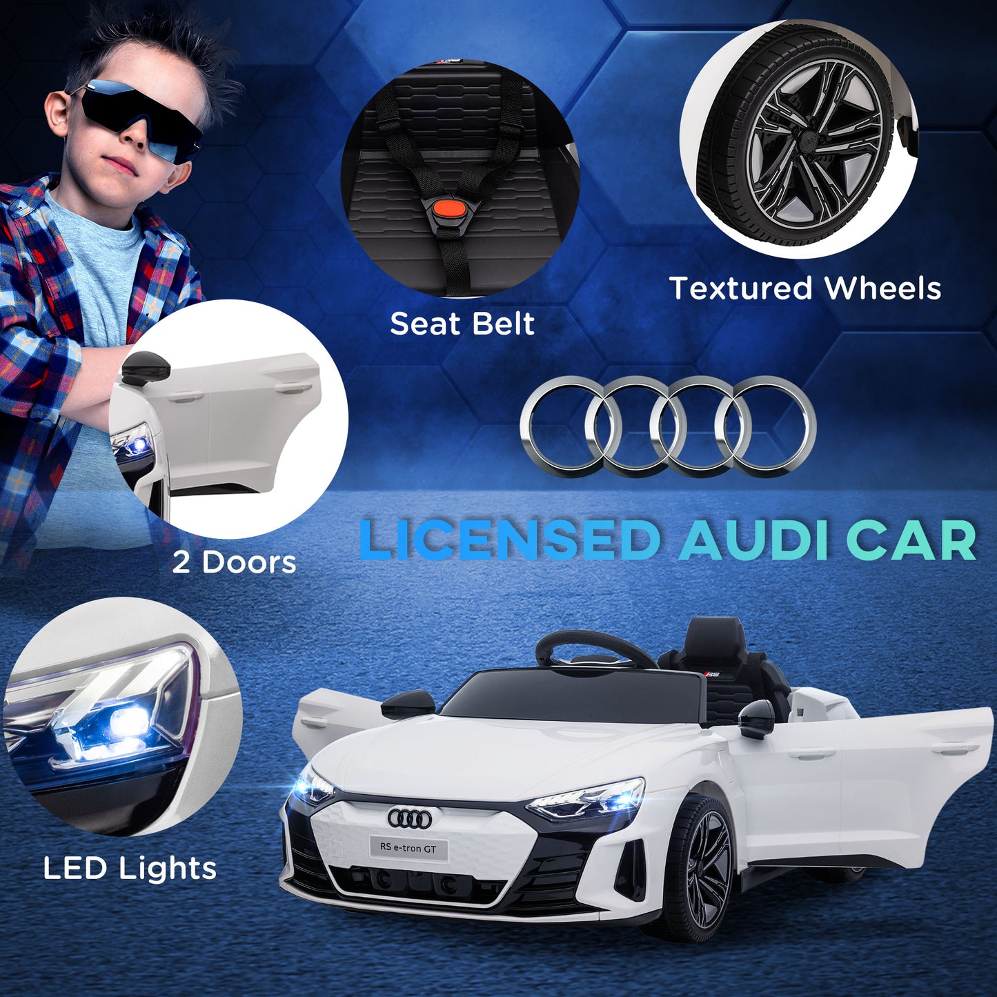 Audi RS E-Tron GT Licensed 12V Kids Electric Toy Sports Car Remote Horn Music
