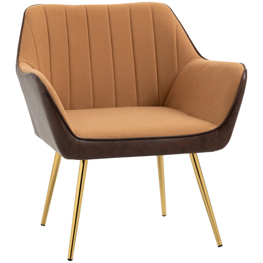 Retro Style Modern Velvet Armchairs with Gold Steel Legs, Upholstered Accent Chairs for Living Room and Bedroom