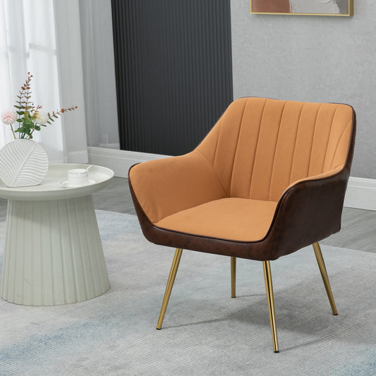 Retro Style Modern Velvet Armchairs with Gold Steel Legs, Upholstered Accent Chairs for Living Room and Bedroom