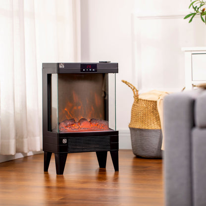 Electric Fireplace Heater Freestanding 750W/1500W With LED Screen Remote Included Quiet Heater Indoor Use Black