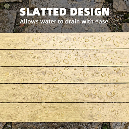 Outdoor Garden Coffee Table | Slatted WPC Top | Powder-Coated Frame | Adjustable Feet | 50kg | 90x49x40cm | Brown