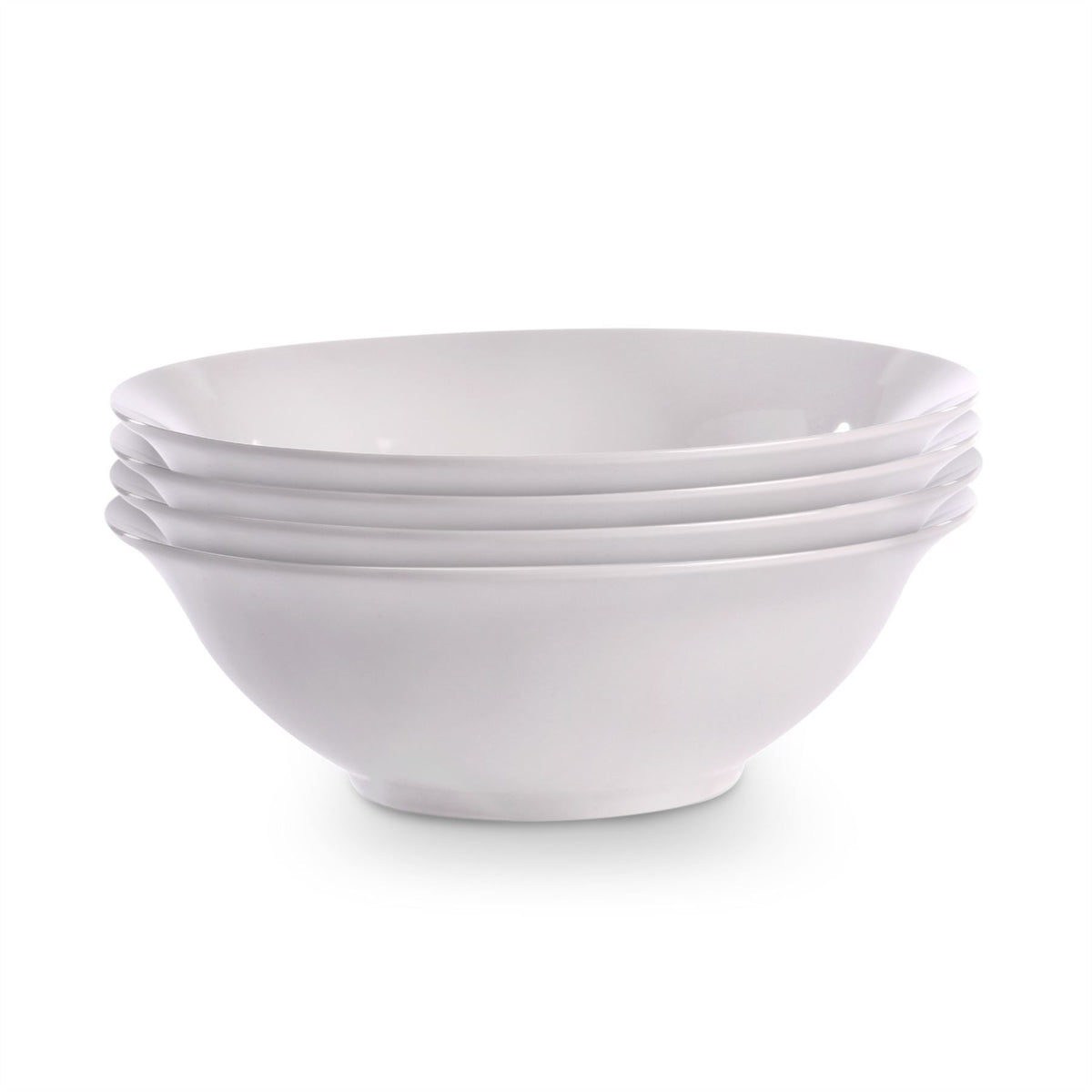 Maison & White White Porcelain Serving Bowls | Set of 4 | 25cm Curved Salad & Pasta Bowls | Dishwasher Safe