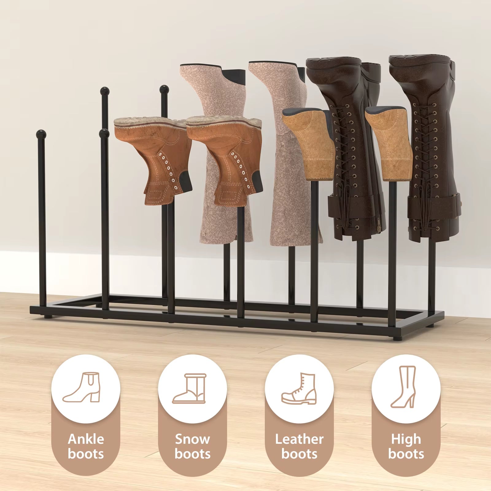 Shoe Rack Boot Storage Free Standing, 71 X 25 X 43CM Pirate Boots Stand 6 Pair Wellington Boot Holder, for Indoor/Outdoor Use