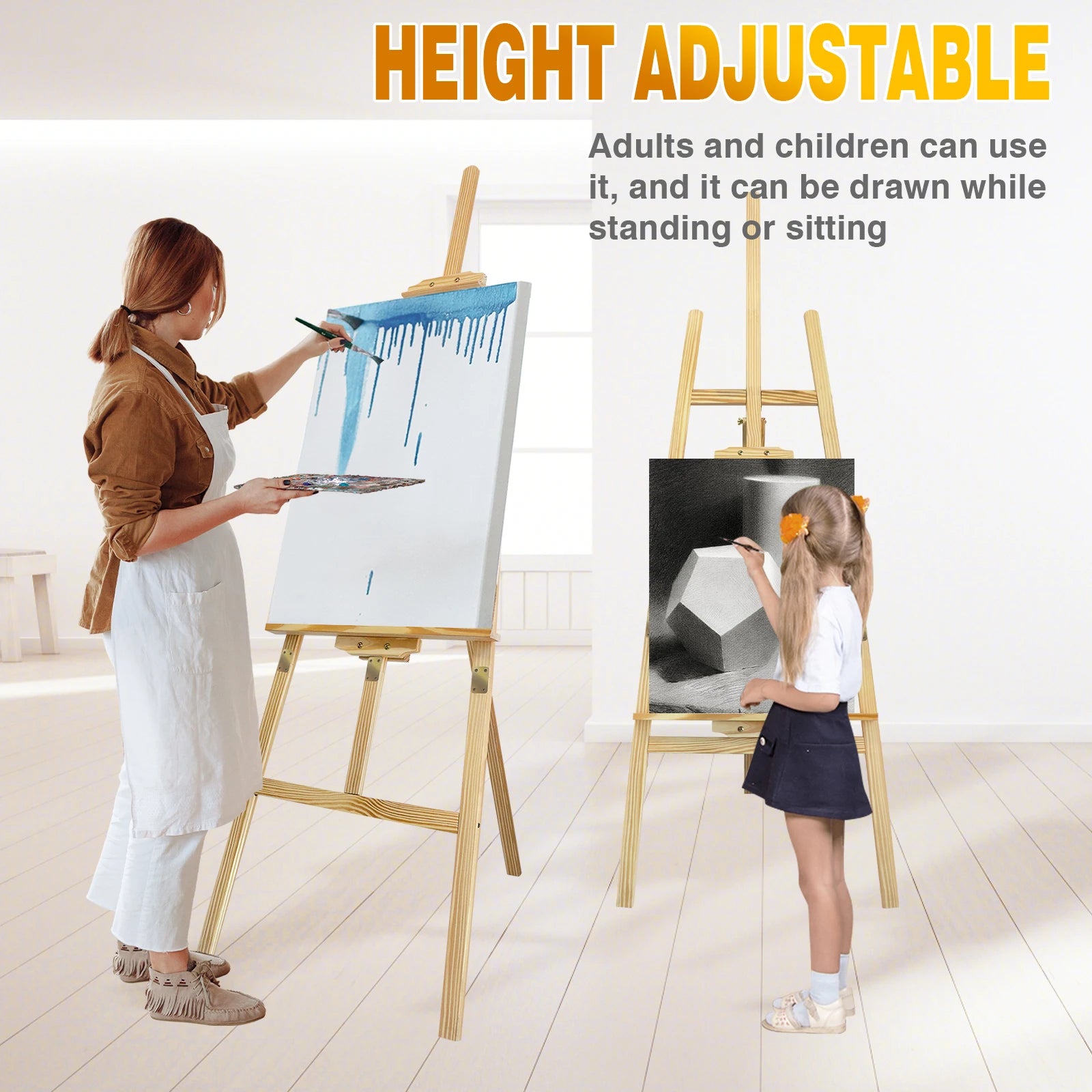 Studio Easel 1.75M Foldable Wooden A Frame Painting Painter Drawing Stand Board 69 Inch Art Display Easel Artist 
