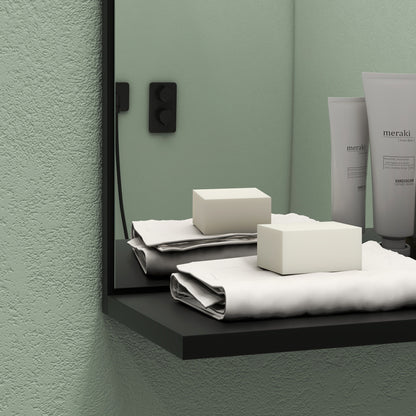 Bathroom Mirror with Shelf, Wall-mounted Makeup Mirror, Modern Vanity Mirror with 4 Storage Shelves for Make Up, Black