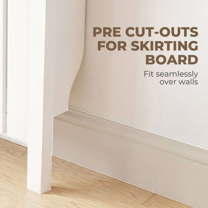 MDF & Particle Board Radiator Cover with 1 Drawer | Vertical Slats | Flat Top Display Surface | Wall Mountable | Pre-Cut Outs | 14kg Capacity | 88.5x19x93cm | White