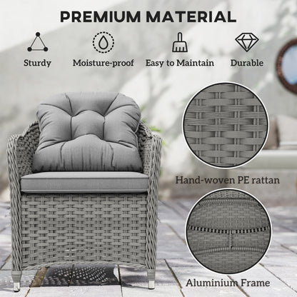 6 Seater Outdoor Garden Furniture Dining Set with Seat and Back Cushions, PE Rattan Table and Chairs, Rectangular Glass Top Table