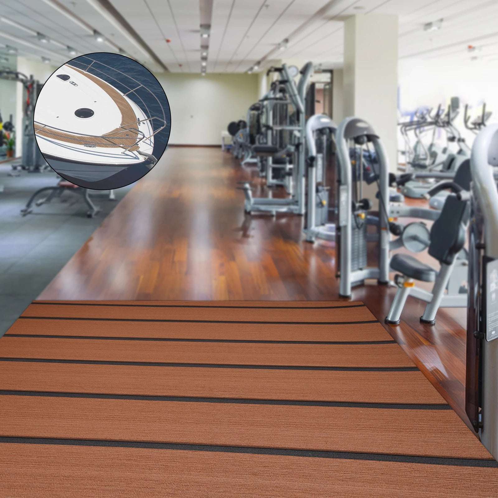 106 '' X 35 '' Marine Eva Flooring, 6Mm Thick, Brown Stripe Design, Perfect for Yachts and Boats, Ship Deck Flooring