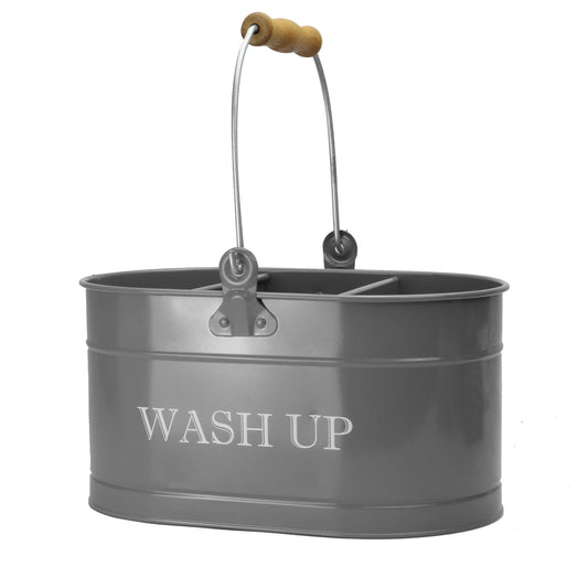 Wash Up Tidy | Powder-Coated Steel | 3 Compartments | Carry Handle | Rust Resistant | 27x14x12.5cm | Kitchen Sink Organiser | 2-Year Guarantee | Grey