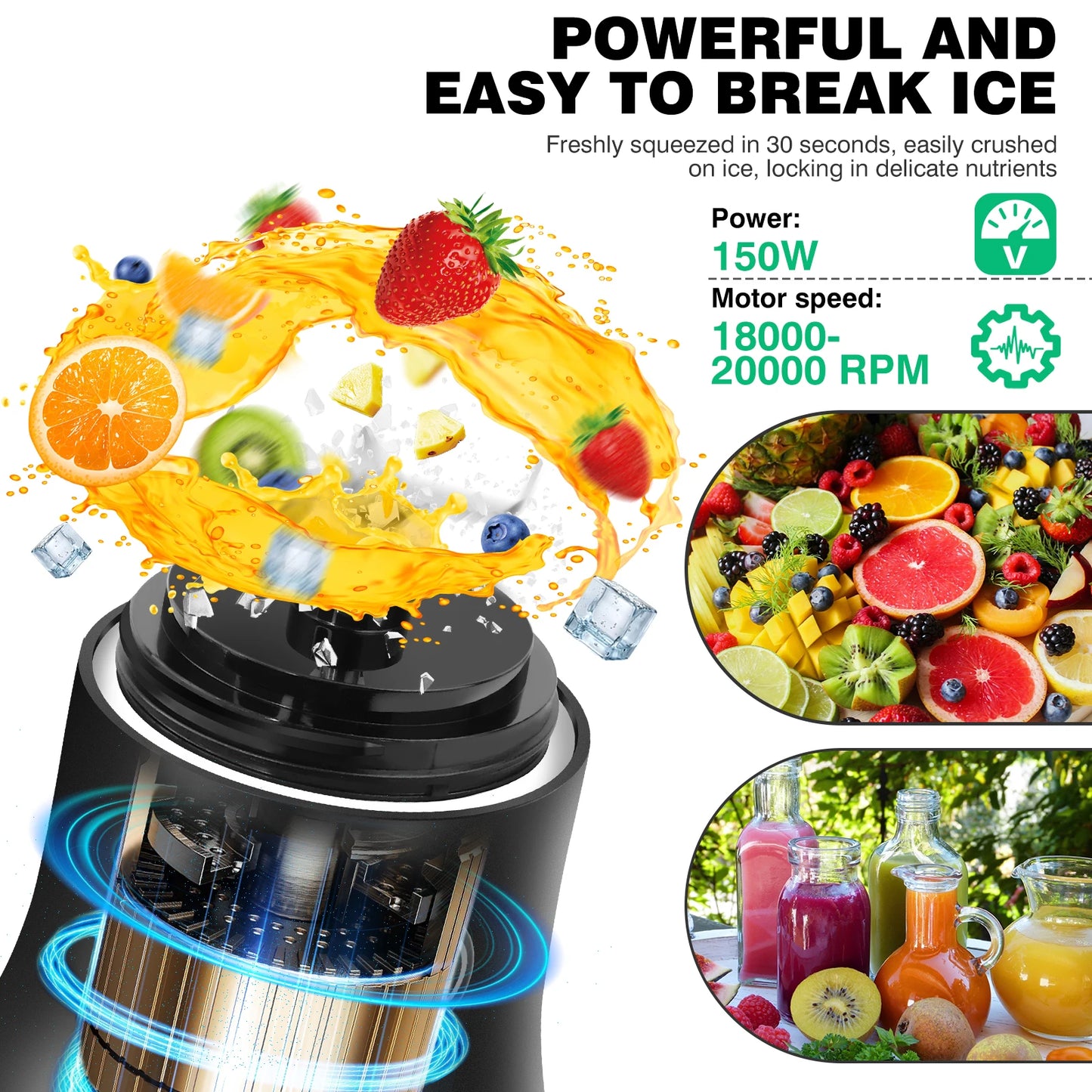 600ML Portable Mini Blender, Usb Rechargeable Small Smoothie Blending Machine, Large Capacity Travel Blender Portable Smoothies, Blends Ice