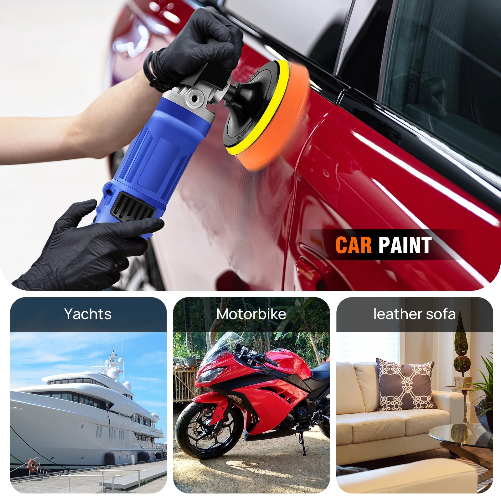 6000W Car Polishers and Buffers, Electric Car Polisher Machine With 6 Variable Speed 150-180MM Buffer Polishing Waxing Waxer Machine