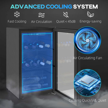 24 Bottle Wine Cooler, 68 Litre Capacity, 4-16°C Freestanding Drinks Beer Wine Fridge with Glass Door, Black