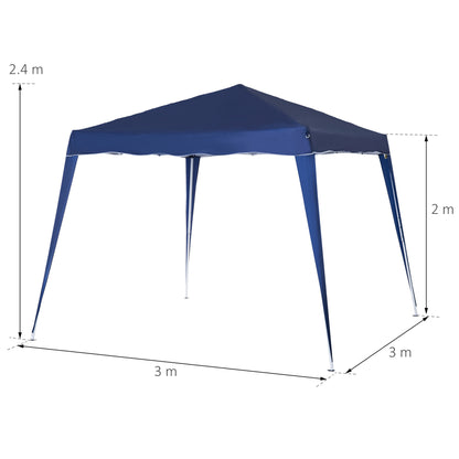 Outsunny 3 M x 3 M Base/ 2.5 M x 2.5 M Top Pop Up Camping Gazebo with Carry Bag, Height Adjustable Party Tent Instant Event Shelter