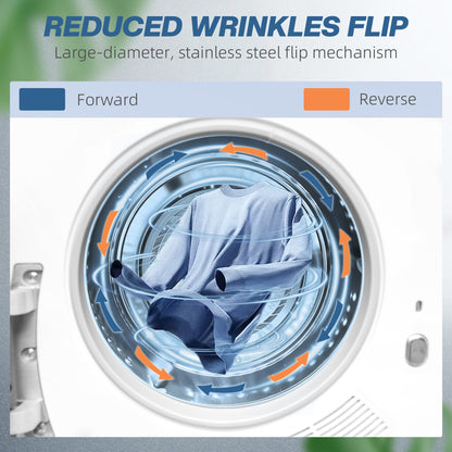 4kg Vented Tumble Dryer, 800W Compact Freestanding with 5 Drying Mode, Smart Sensor, Timer and Stainless Steel Tub, Wall-Mounted Portable Small Clothes Drying Machine, White