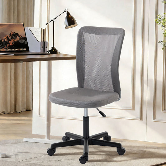 Vinsetto Computer Desk Chair, Mesh Office Chair with Adjustable Height and Swivel Wheels, Armless Study Chair