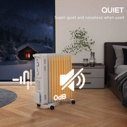 2.5kW 11 Fin Oil-Filled Radiator - White
