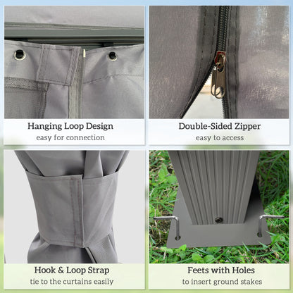 Outsunny 4 x 3(m) Patio Gazebo Canopy, with Vented Roof, Netting, Curtains, Aluminium Frame, Grey