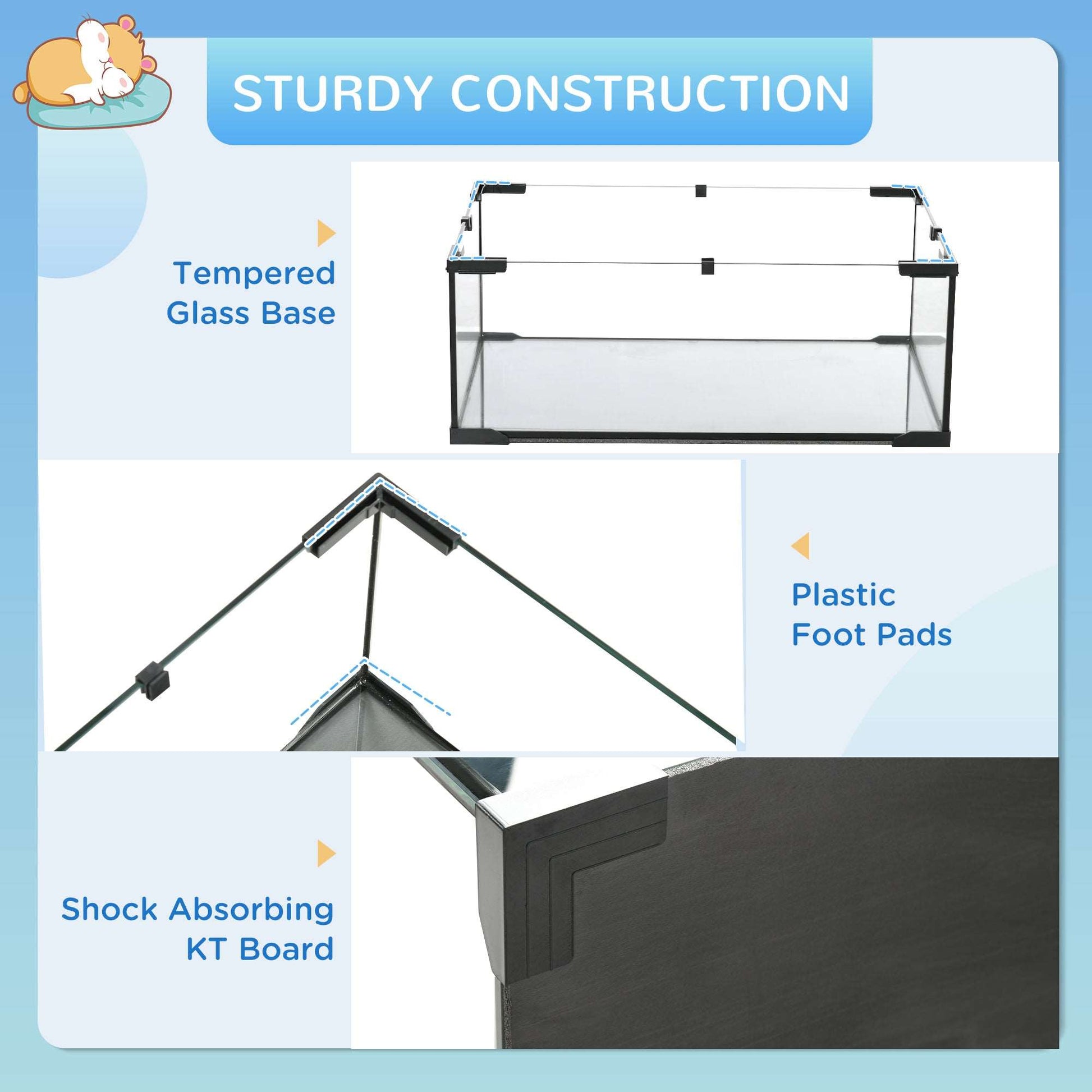 3 Tiers Hamster Cage, Gerbil Cage W/ Deep Glass Bottom, Non-Slip Ramps, Platforms, Hut Exercise Wheels Water Bottle for Syrian Dwarf Hamster