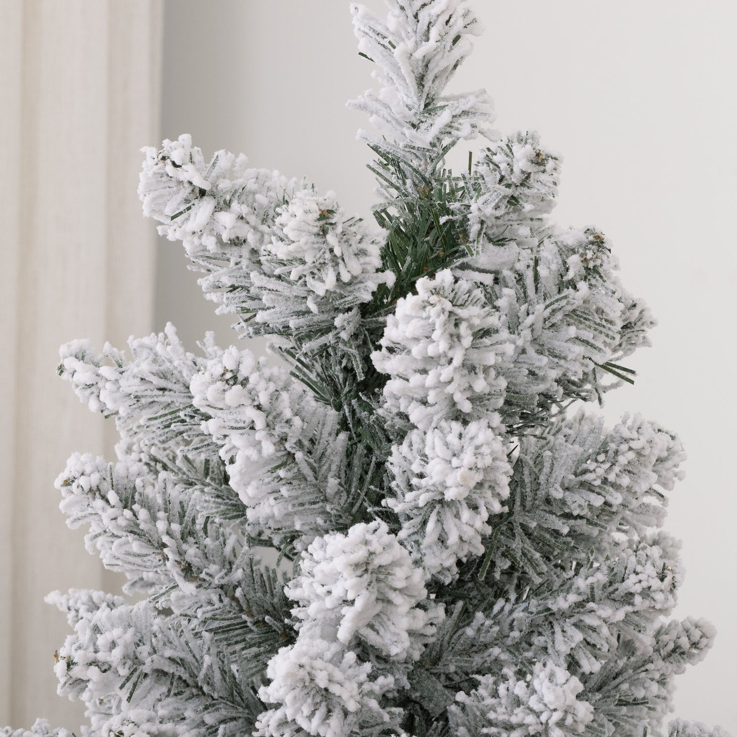 5ft Artificial Pencil Christmas Tree with 263 Snow Flocked Tips, Metal Base