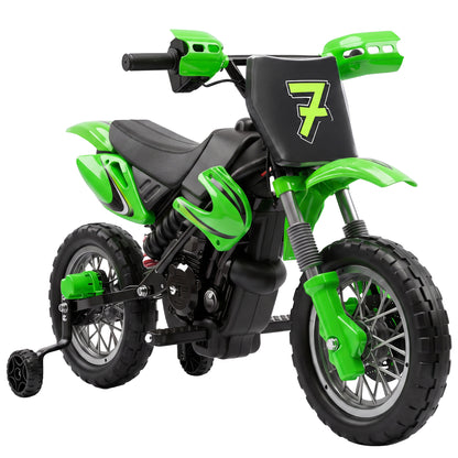 AIYAPLAY 12V Kids Electric Ride-On Motorbike | Red, Orange or Green | Dual 35W Motors, Training Wheels & Rear Suspension | Ages 3–6