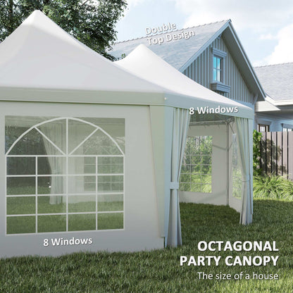 Outsunny 6.8 x 5m Octagonal Party Tent Marquee Gazebo - White