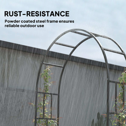 Steel Garden Arch, 2.2m High x 1.5m Wide Metal Garden Trellis for Climbing Plants Roses Wisteria Vines, Outdoor Wedding Arch for Bridal Party