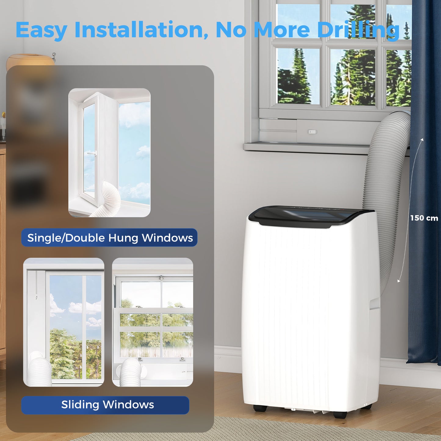 12000 BTU 5-in-1 Portable Air Conditioner | Cool, Heat, Dehumidify | WiFi | White