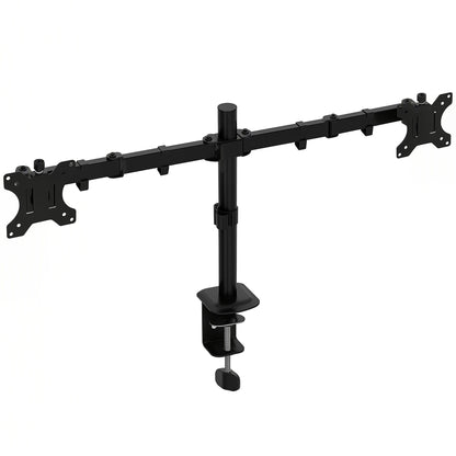 Dual Monitor Stand | 2 Screens up to 32 Inch | Height Adjustable, Tilt, Swivel & 360° Rotation | 20kg Capacity | Black Steel