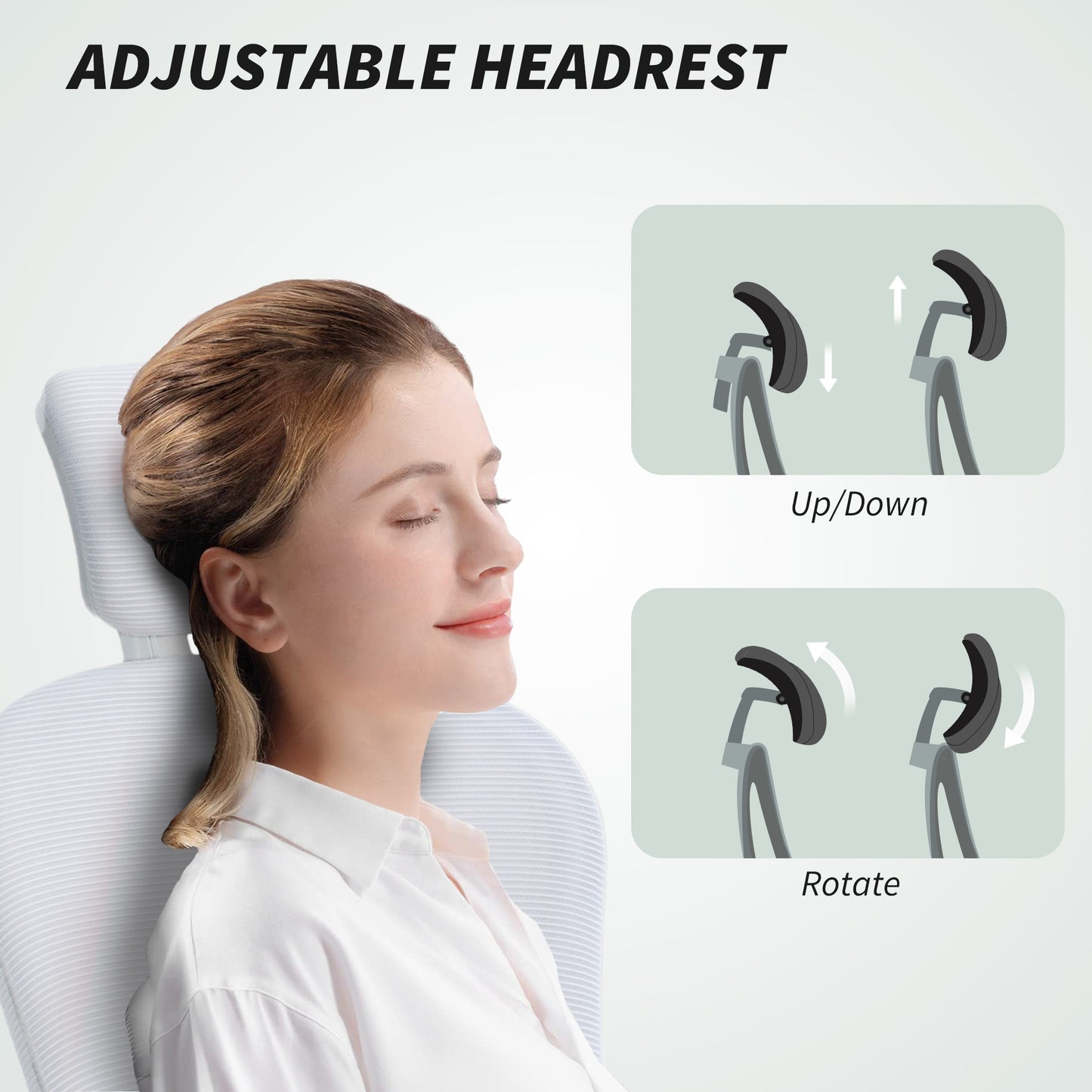 Ergonomic Mesh Office Chair | Adjustable Lumbar Support & Headrest | Flip-Up Armrests | 50x50cm Seat | Height 43-51cm | 360° Swivel | 120kg | White