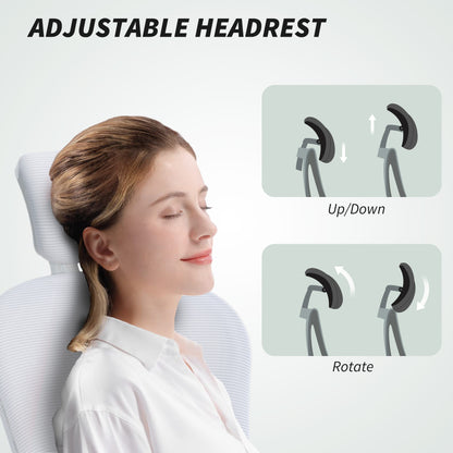 Ergonomic Mesh Office Chair | Adjustable Lumbar Support & Headrest | Flip-Up Armrests | 50x50cm Seat | Height 43-51cm | 360° Swivel | 120kg | White