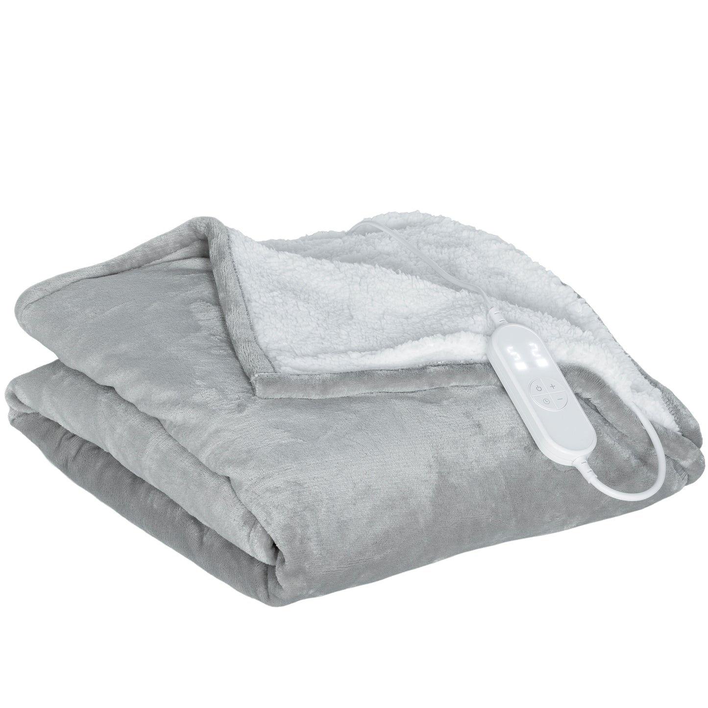 Heated Blanket 180 x 130cm, Electric Throw Blanket with 10 Heat Levels and 10H Timer, Machine Washable Flannel and Cotton Velvet with Overheat Protection, Grey