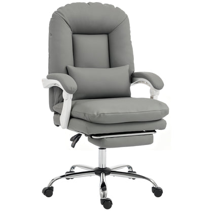 Velvet Executive Office Chair | 155° Recline & Footrest | Lumbar Pillow | 16.5cm Cushion | EN1335 | 120kg | Grey