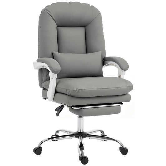 Velvet Executive Office Chair | 155° Recline & Footrest | Lumbar Pillow | 16.5cm Cushion | EN1335 | 120kg | Grey