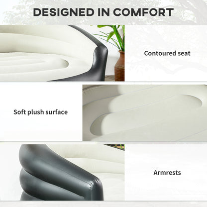 Outsunny Double Inflatable Camping Garden Seat - Grey/Black
