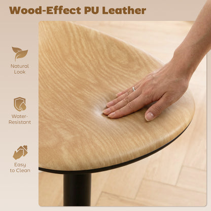 Set of 2 Barstools PU Leather Kitchen Stools with Saddle Seat Height Adjustable Swivel Kitchen Chairs with Footrest Oak
