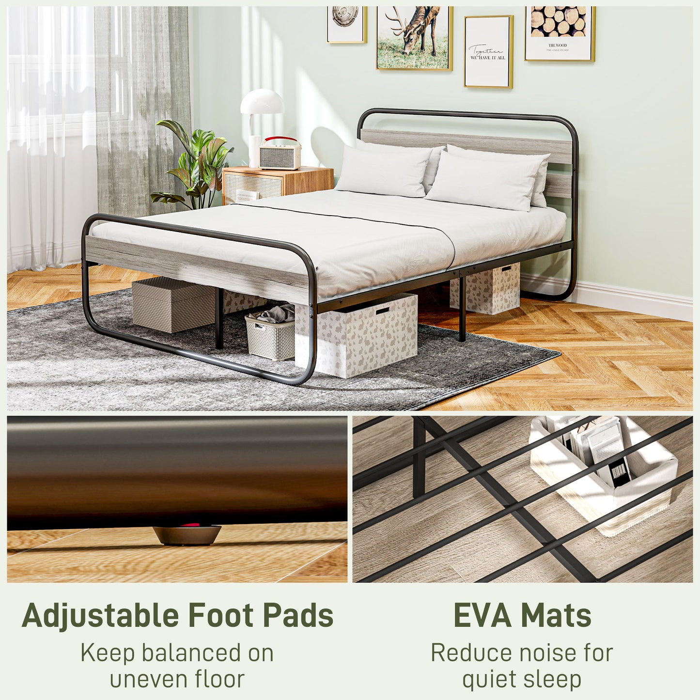 King Size Steel Industrial Bed Frame - Black