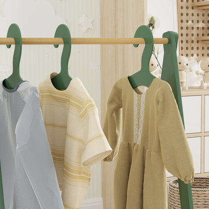 AIYAPLAY Kids Clothes Rail with 3Hangers, Bottom Storage Shelf for Girls, Boys, Nursery, Bedroom, Green