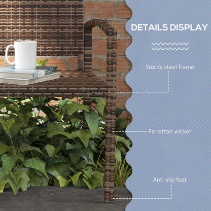 2 Seater Rattan Garden Bench Loveseat | High Back | Armrests | UV & Weather Resistant PE Wicker | Metal Frame | Foot Pads | 240kg | 122x60x85cm | Brown