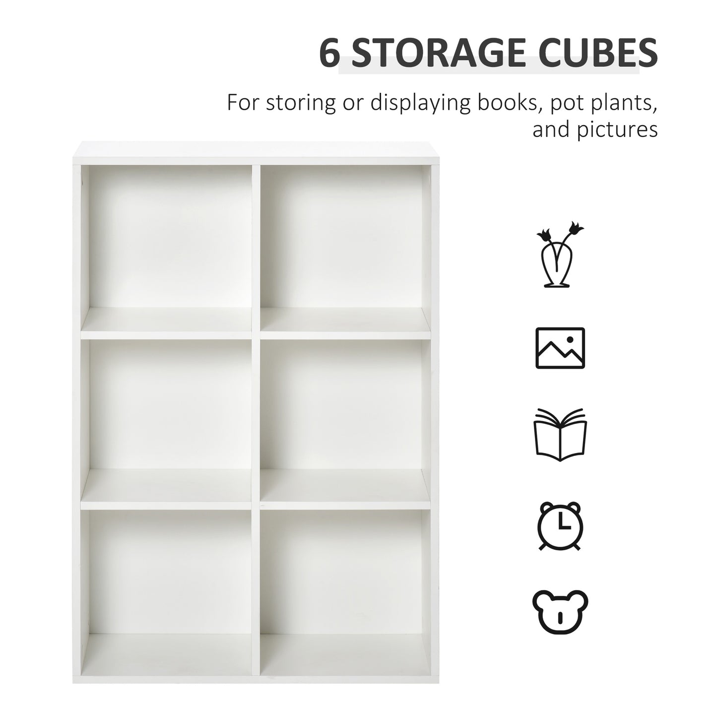 Freestanding Six-Cube Bookcase - Wood Effect