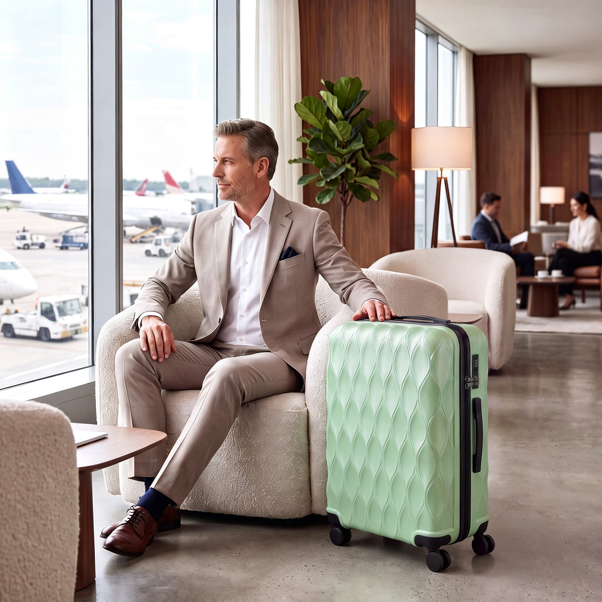 2-Piece Hard Shell Luggage Set | TSA Lock with USB Port | 20 & 12 Inch Spinner Suitcases | 41L + 14L Capacity | Green or Black