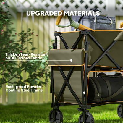 Double Decker Folding Trolley on Wheels, 200KG & 350L Capacity Collapsible Wagon Festival Trolley Cart For Camping Sports Shopping Garden and Beach