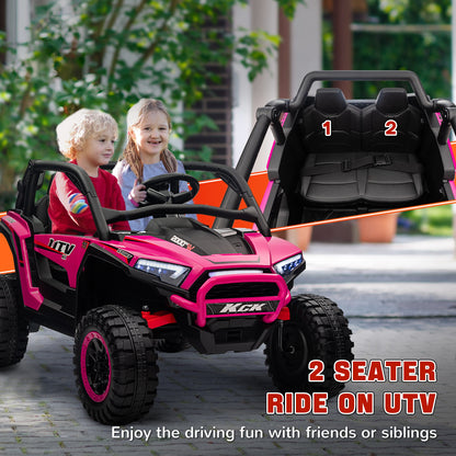 AIYAPLAY 2 Seater 24V 7AH Ride on Truck, Battery Powered Electric Ride On Car w/ Remote, Suspension, 3 Speeds - Pink / White
