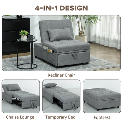 Four-In-One Single Sleeper Chair - Light Grey