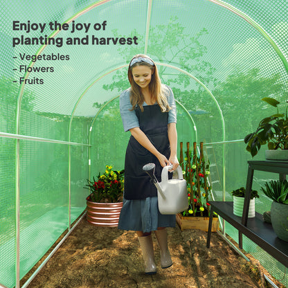 3 x 2 x 2m Polytunnel Greenhouse with Walk-in Grow House Tent with PE Cover and Galvanised Steel Frame, Green