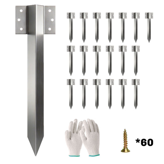 20 Pack Railway Sleeper Brackets, 41 cm Heavy Duty Galvanised Steel Sleeper Stakes with Screws and Gloves