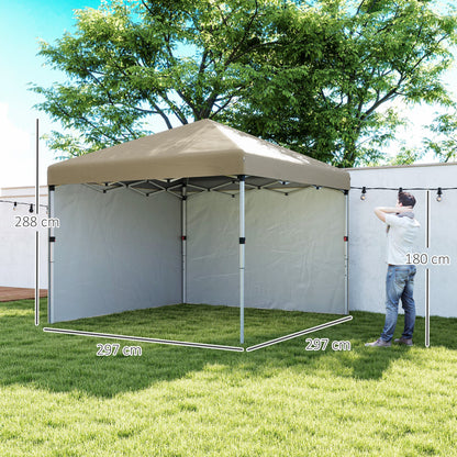Outsunny 3 x 3 (M) Pop Up Gazebo, UPF 30+ with 2 Sidewalls, Leg Weight Bags and Wheeled Bag, Party Tent Event Shelter