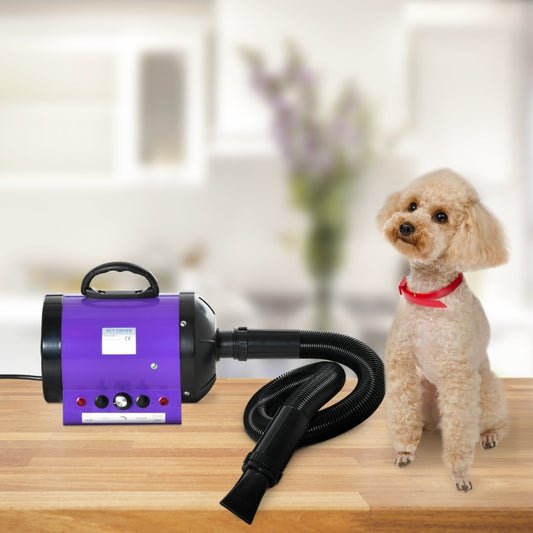 PawHut 2800W Dog Pet Grooming Hairdryer Heater With Three Nozzles - Purple / Black