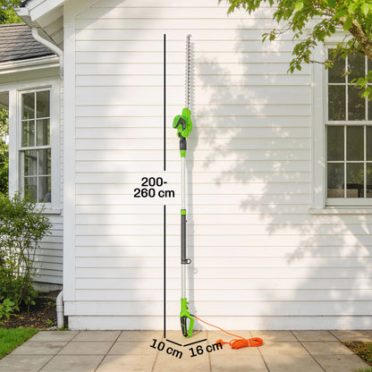 Outsunny 2.6m Corded Extendable Hedge Trimmer with 90° Adjustable Head, 450W Telescopic Electric Hedge Cutter Long Reach