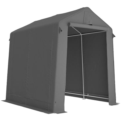 Waterproof UV30+ Polyester Bike Storage Tent | Galvanised Steel Frame | Roll-Up Double-Zip Door | Back Vent | Buckle Straps | Ground Stakes & Guy Ropes | 190x230x220cm | Dark Grey
