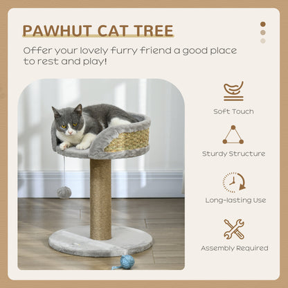 PawHut Cat Tree Tower with Scratching Posts, Grey Or White